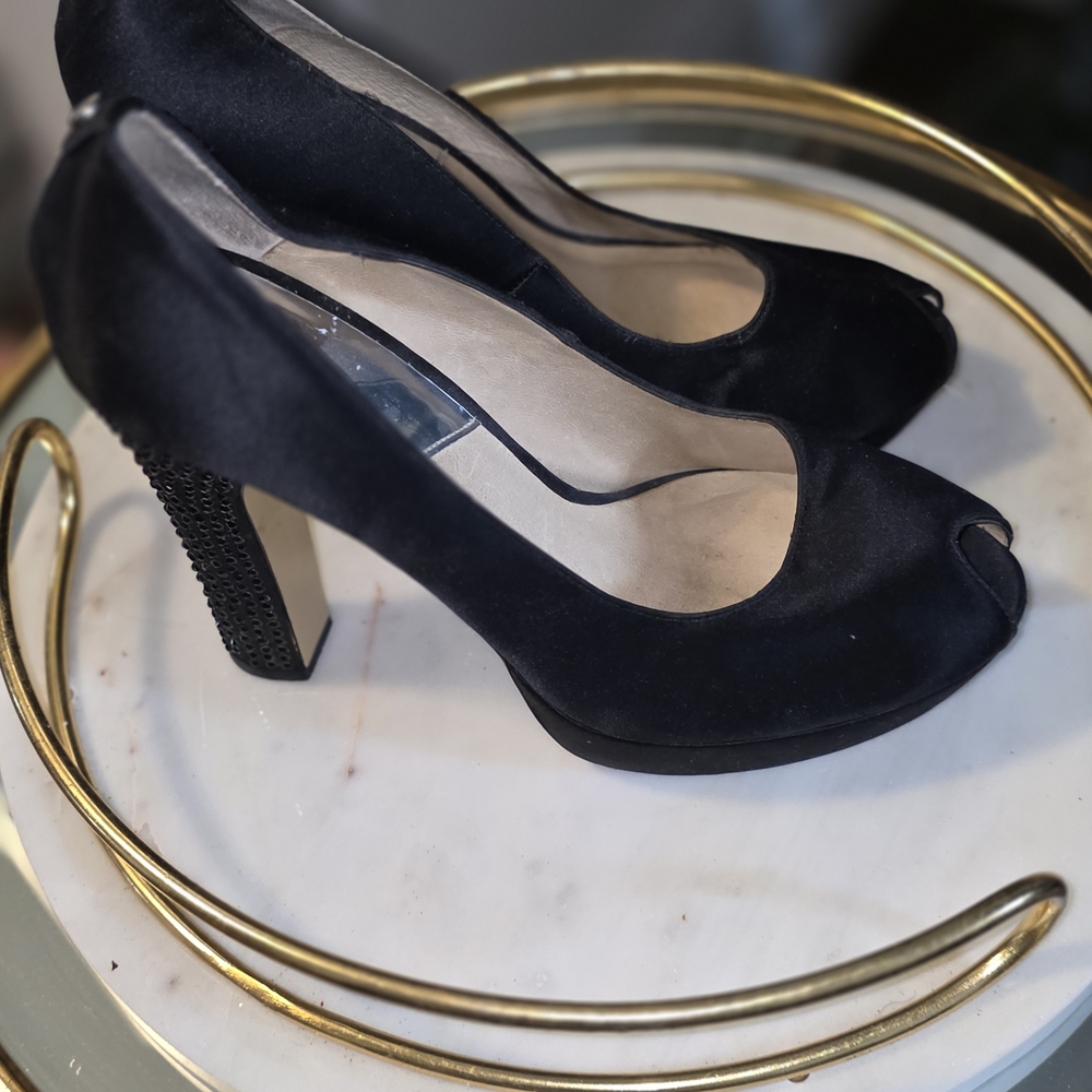 Elegant Black Peep-Toe Heels